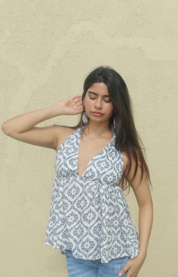 Swasti - white & Navy Blue - Image 3